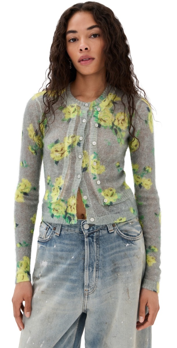 Acne Studios Long Sleeve Double Cardigan Grey/Multi