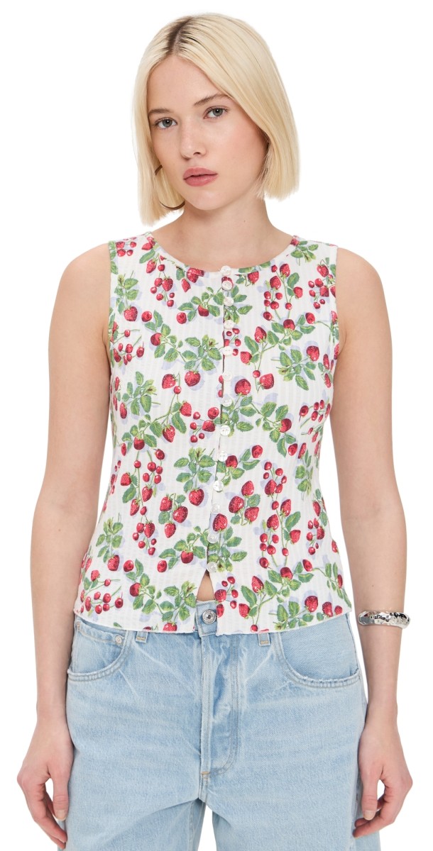 Free People Tilly Vest Top Antique Ivory Combo