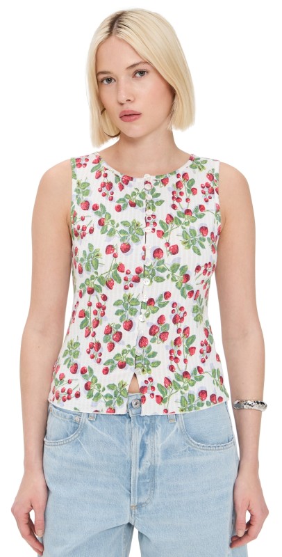 Free People Tilly Vest Top Antique Ivory Combo