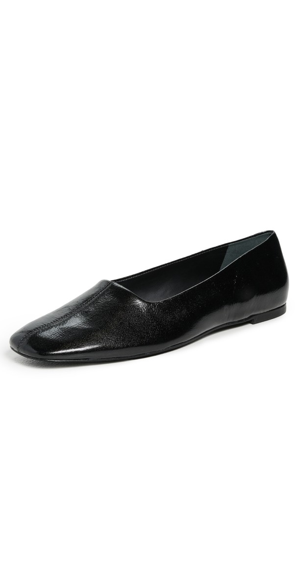 Reformation Inez Ballet Flats Black Eel