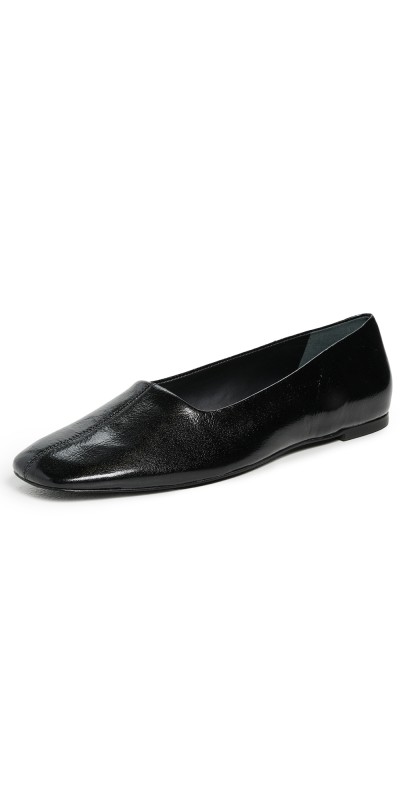 Reformation Inez Ballet Flats Black Eel