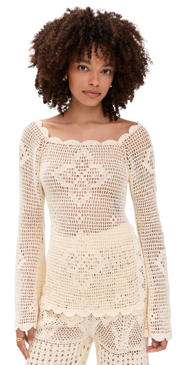 Agua Bendita Boh Handmade Crochet Top White