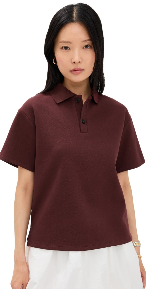 Simonett Flare Sleeve Polo Burgundy