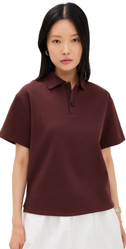 Simonett Flare Sleeve Polo Burgundy