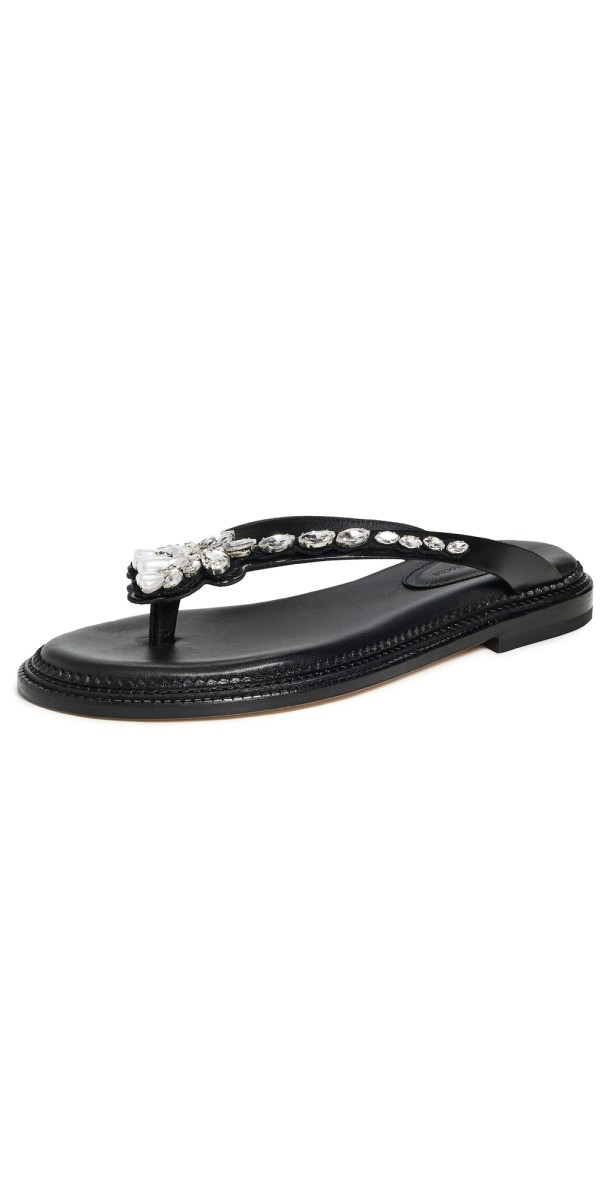 Simone Rocha Embellished Thong Sandals Black/Pearl/Clear