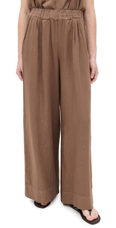 Stateside Linen Wide Leg Pull-On Pants Taupe