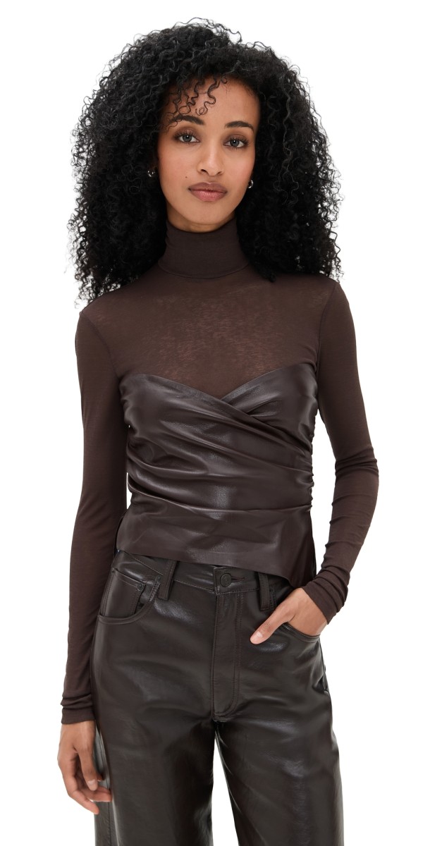 Nanushka Kynlee Top Dark Oat/Coffee Ground