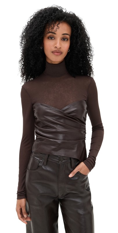 Nanushka Kynlee Top Dark Oat/Coffee Ground