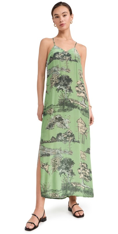 Las Sureñas Printed Long Dress Thailand Green