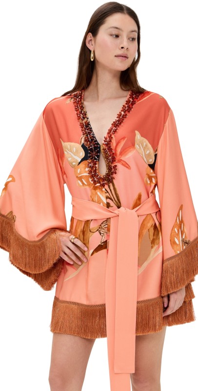 PatBO Bananier Short Coverup Peach