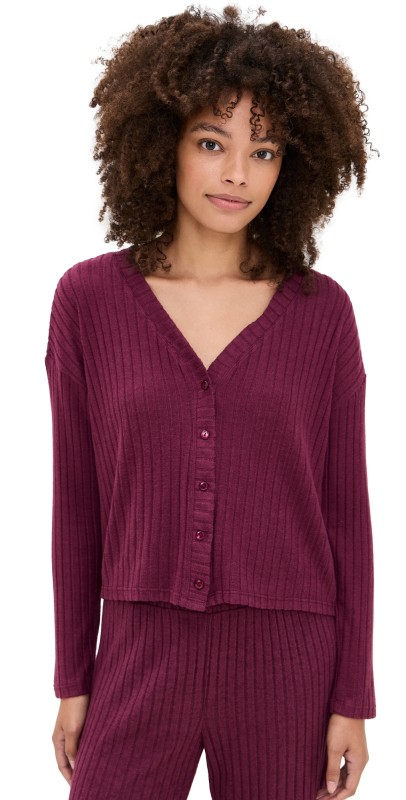 Z Supply Mara Rib Cardigan Merlot