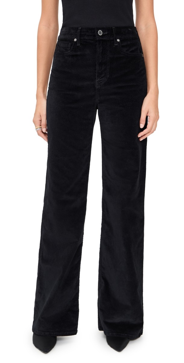 Veronica Beard Jean Taylor High Rise Wide Leg Velvet Pants Black