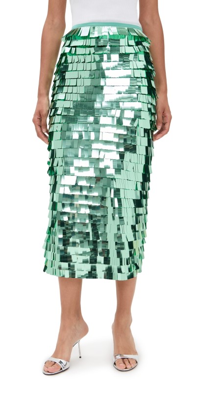 ESSENTIEL ANTWERP Ihoed Sequin Pencil Skirt Aqua Azul