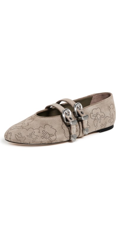 Stuart Weitzman Maven Mary Jane Flats Smokey Taupe