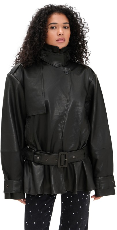 ROTATE Biker Leather Jacket Black