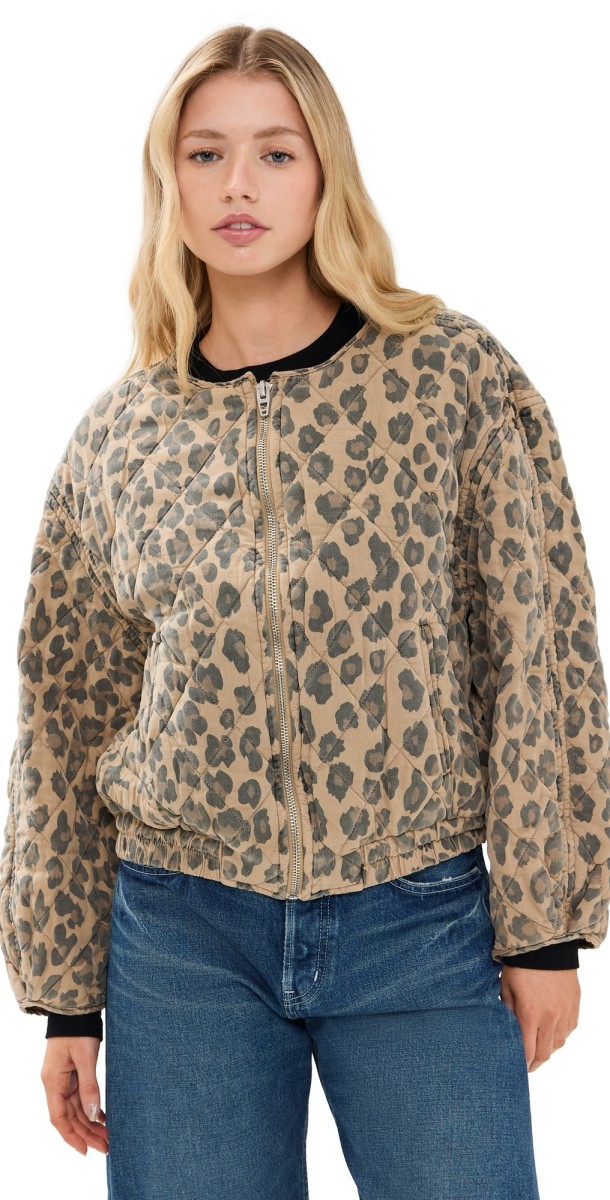 BLANKNYC Spot On Bomber Jacket Brown Leopard