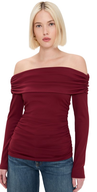 Susana Monaco Off The Shoulder Gathered Top Beaujolais