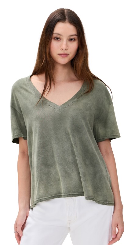 R13 V Neck Relaxed Tee Olive