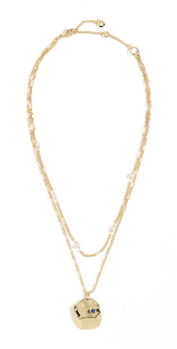Argento Vivo Multi Row Pearl Pendant Necklace Gold