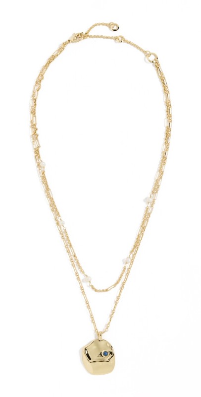 Argento Vivo Multi Row Pearl Pendant Necklace Gold