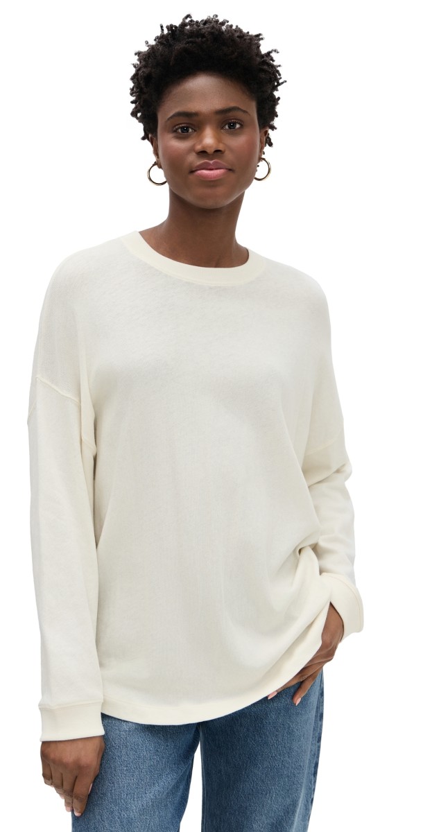 Jenni Kayne Boyfriend Long Sleeve Tee Ivory