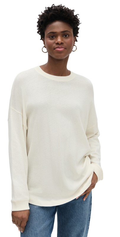 Jenni Kayne Boyfriend Long Sleeve Tee Ivory