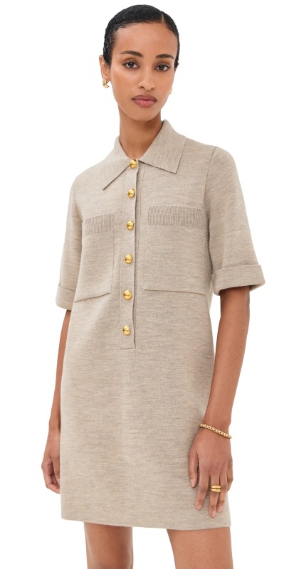 Veronica Beard Madden Knit Dress Oatmeal Melange