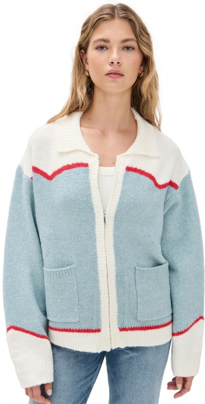 Bailey Rose Cowboy Cardigan Sky Blue