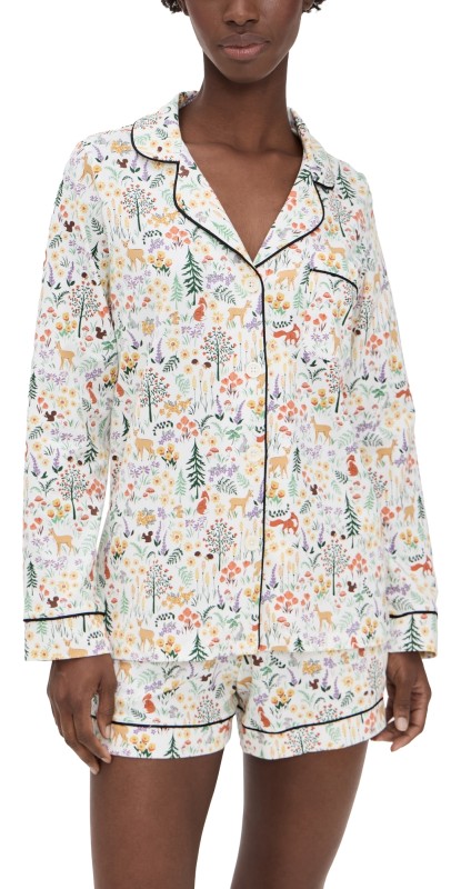 BedHead PJs Short Sleeve Cotton Woven Boxer Pajama Set Forest Trails