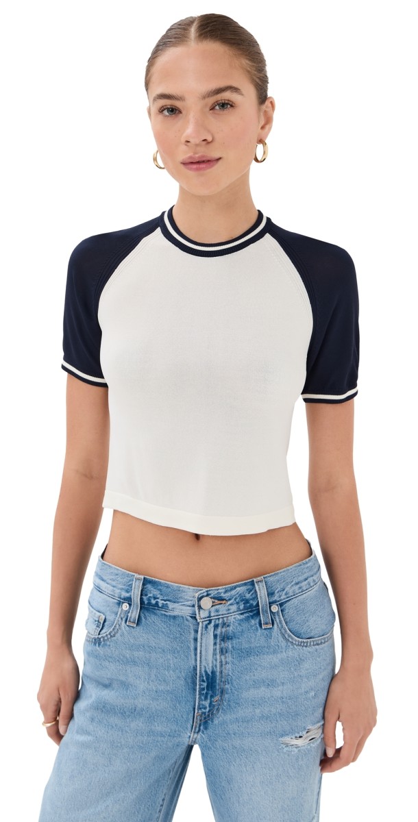 State & Lake Raglan Baseball Tee Green/White