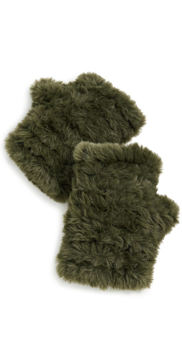 Jocelyn Faux Fur Mandy Mittens Oliv