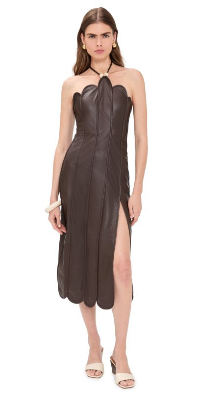 Azulu Leonor Faux Leather Dress Espresso