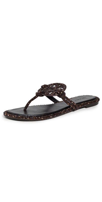 Tory Burch Miller Knotted Crystal Sandals Cocoa