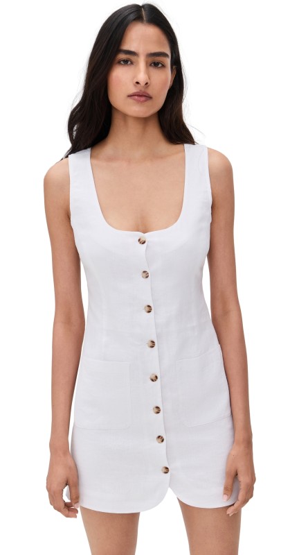 LE JEAN Linen Cassidy Dress White