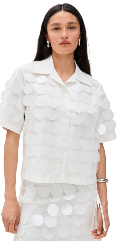 MSGM Paillettes Collar Blouse White