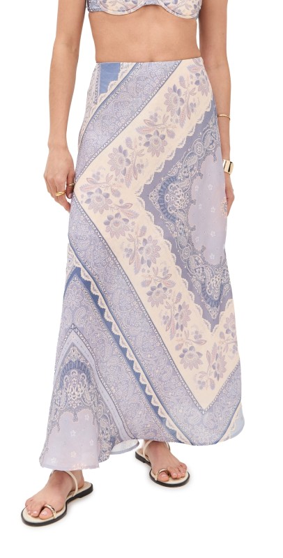 Zimmermann Lucky Bias Skirt Blue Bandana
