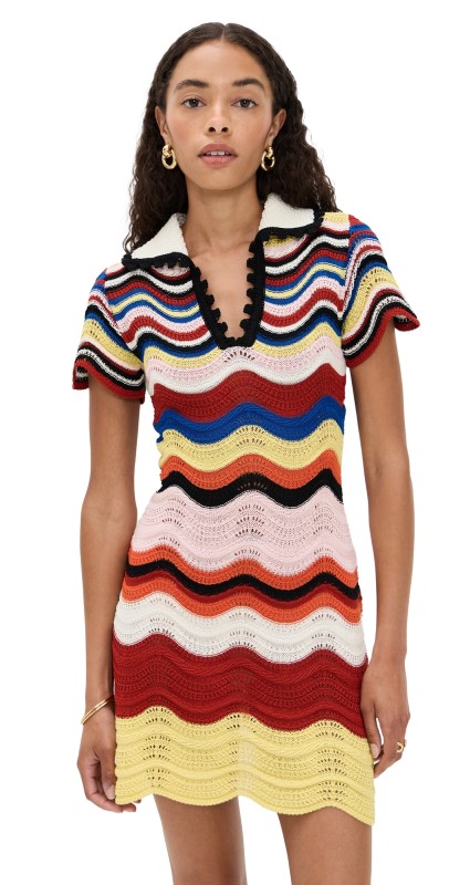 La DoubleJ Chevron Mini Dress Multicolor Pink/Red/Yellow