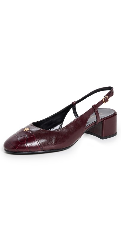 Tory Burch Cap-Toe Slingbacks 45mm Deep Burgundy