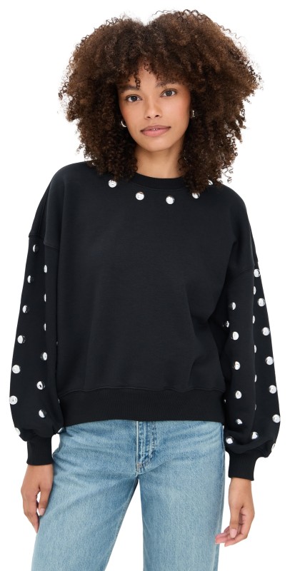 Cinq à Sept Studded Sleeves Brandy Pullover Black/Silver
