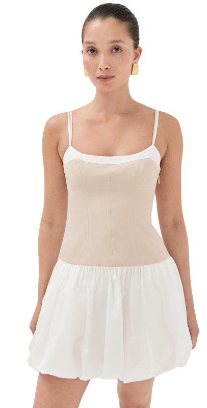 SIMKHAI Fifi Bubble Mini Dress Sand Multi