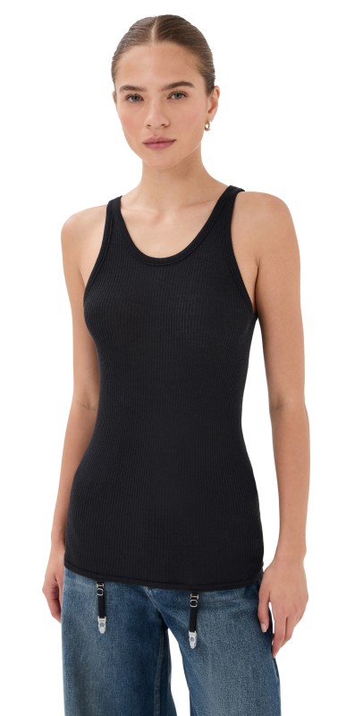 Lemaire Seamless Tank Top with Suspenders Granite Black