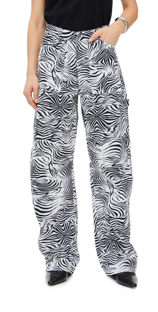 AFRM Rhett Carpenter Barrel Pants Zebra Print