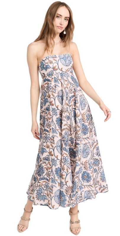 Zimmermann Vitali Bandeau Midi Dress Cornflower Floral