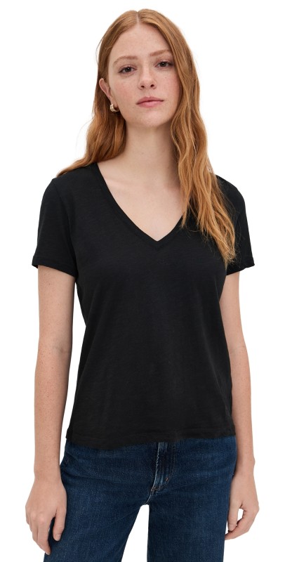 Madewell Relaxed Slub V Neck Updated Tee Jet Black