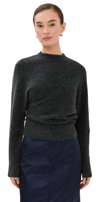 Proenza Schouler Abie Top in Clean Boiled Wool Dark Grey