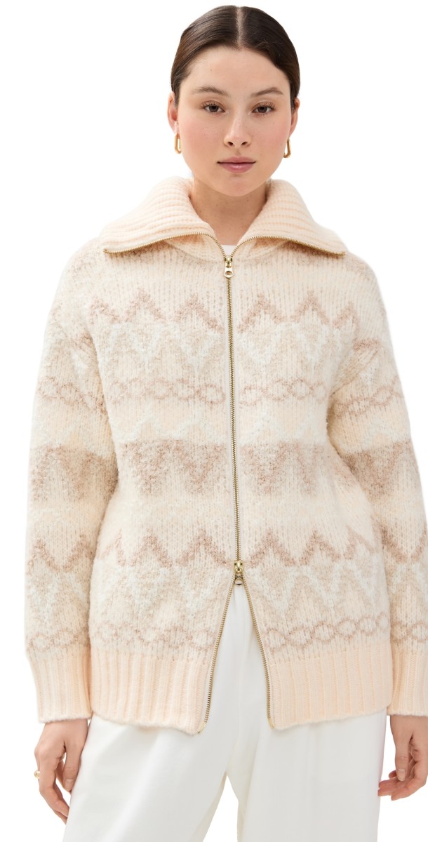 Varley Brooke Fair Isle Knit Jacket Ivory Mountain Fairisle