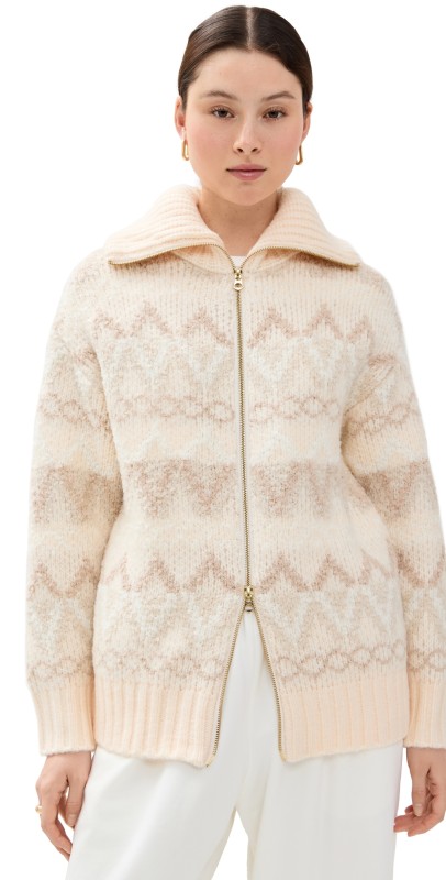 Varley Brooke Fair Isle Knit Jacket Ivory Mountain Fairisle