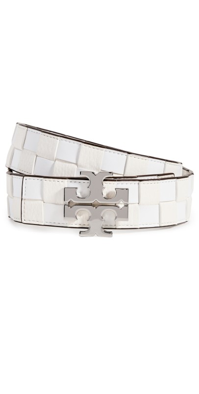 Tory Burch 1.5 Eleanor Woven Belt Blanc