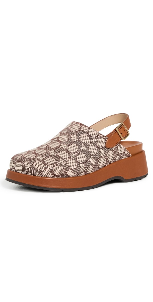 Coach Sculpted C Platform Clogs COCOA/BURNISHED AMBER