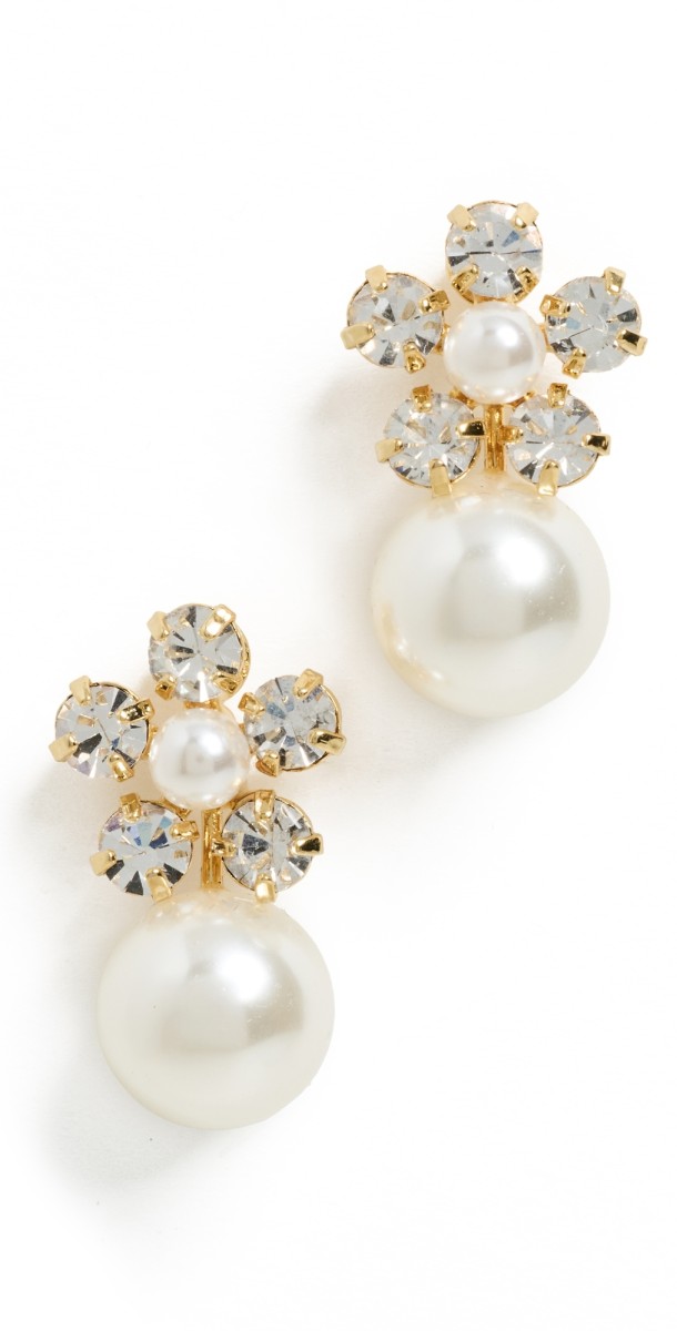 Jennifer Behr Linden Earrings Crystal Antique Gold